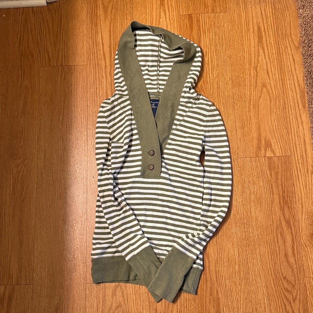 American Eagle Outfitters Green and White Striped Top
